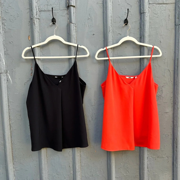 Uniqlo  Bundle x 2 Drape Camisole, BNWT, Orange/Black, size XL - Picture 2 of 11